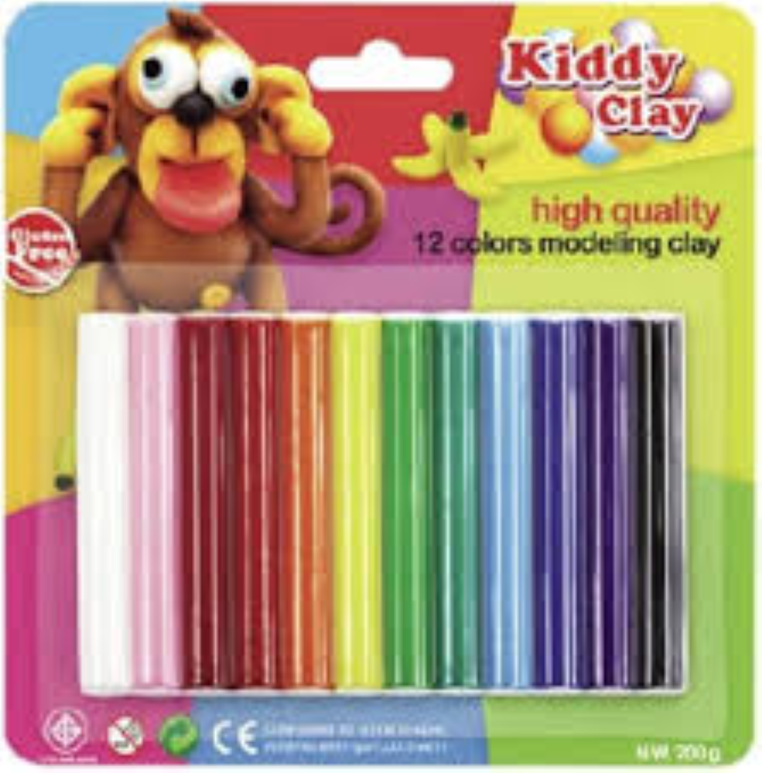 Kiddy Clay Modelling Clay set of 12col KC-BX-200-12